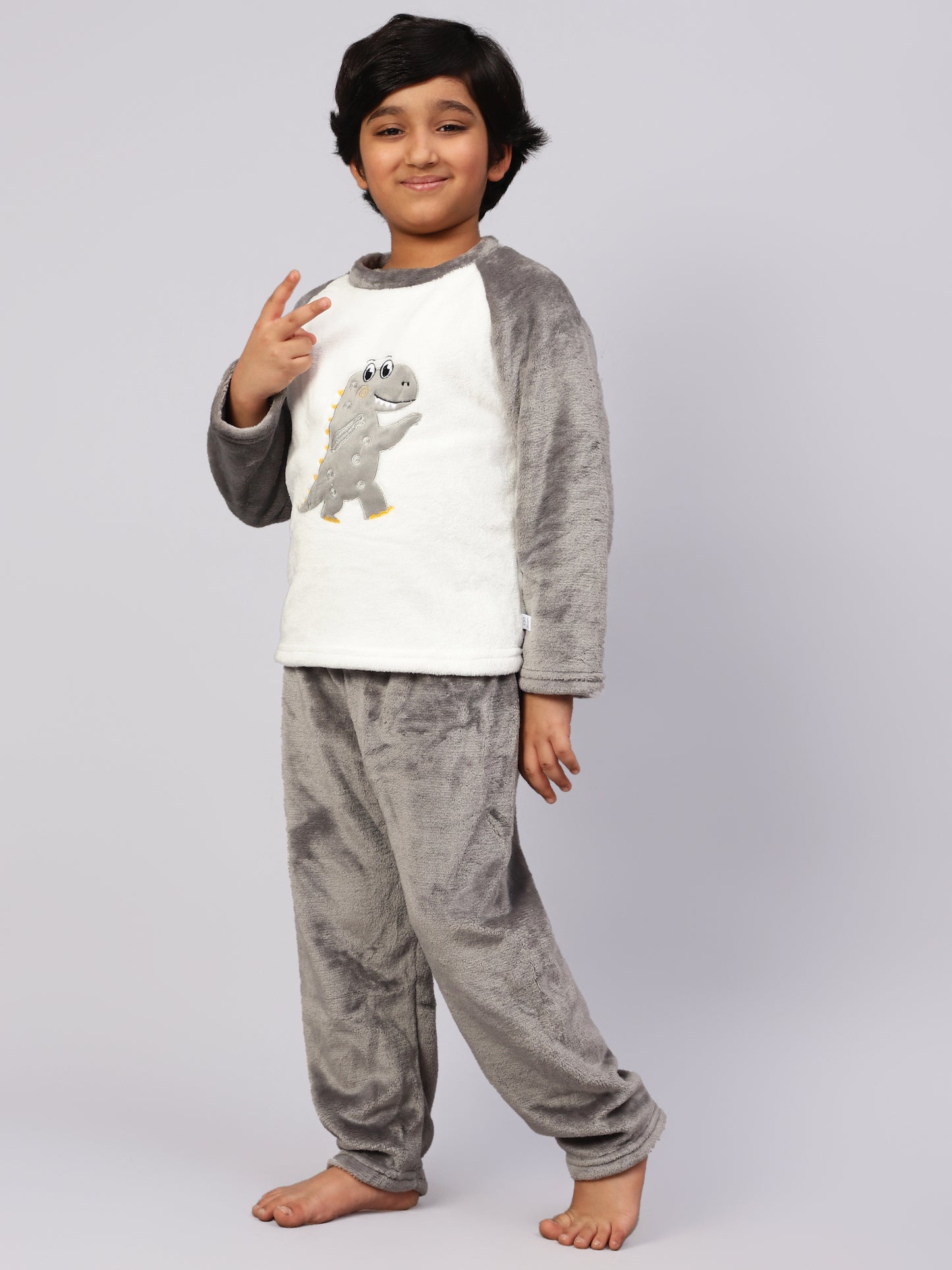 Grey and White Dino Sleep Set- Cozy Winters