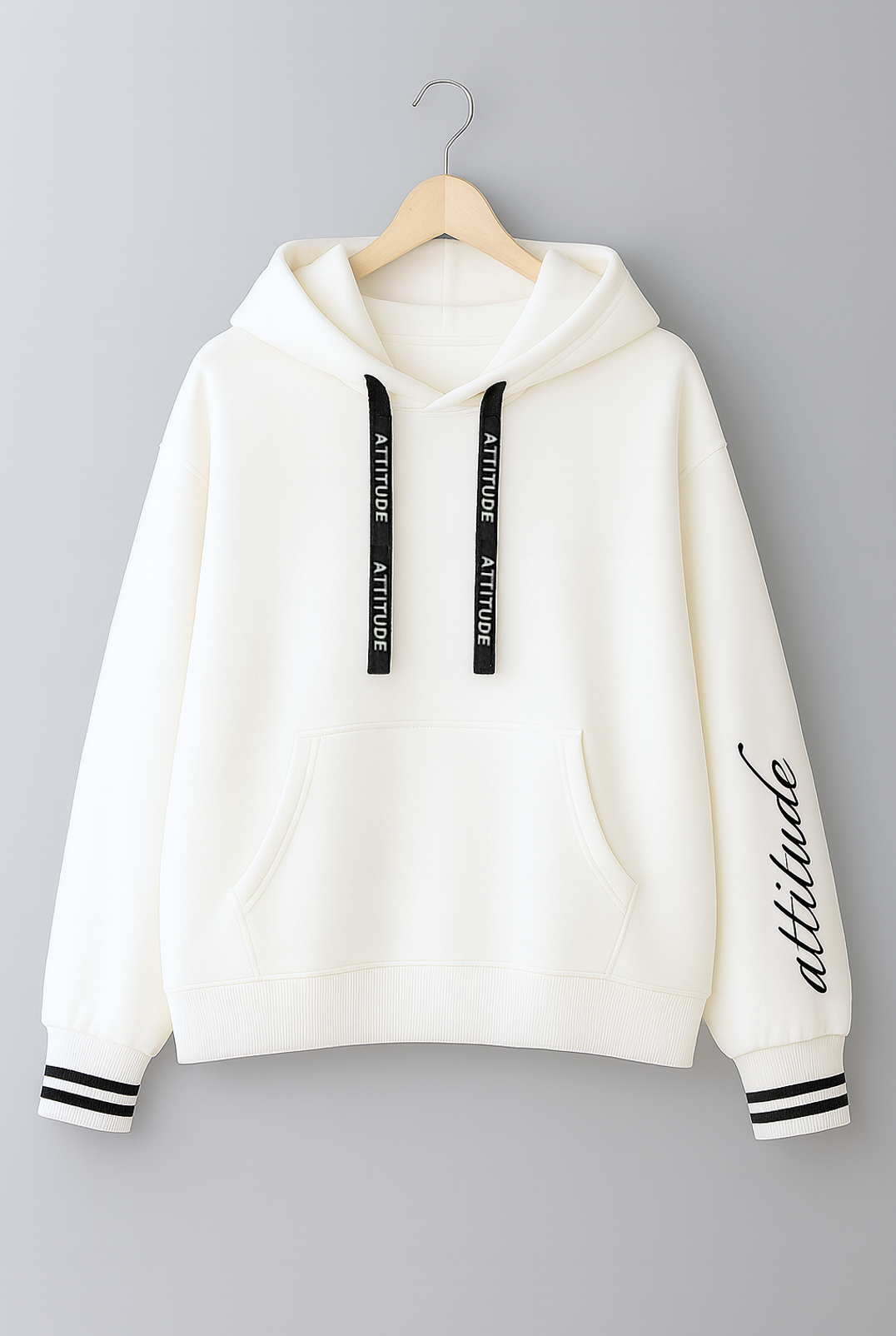 Urban Attitude White Winter Hoodie Sweatshirt