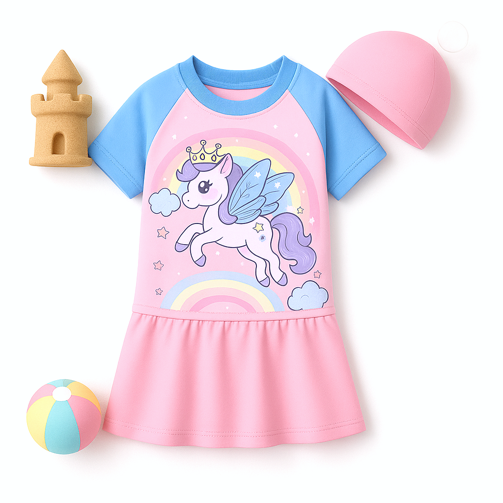 Enchanted Pool Party Frock Swimsuit with Cap