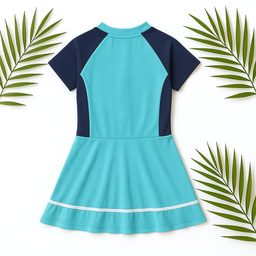 Wave Rider Zip Swim Dress - Aqua