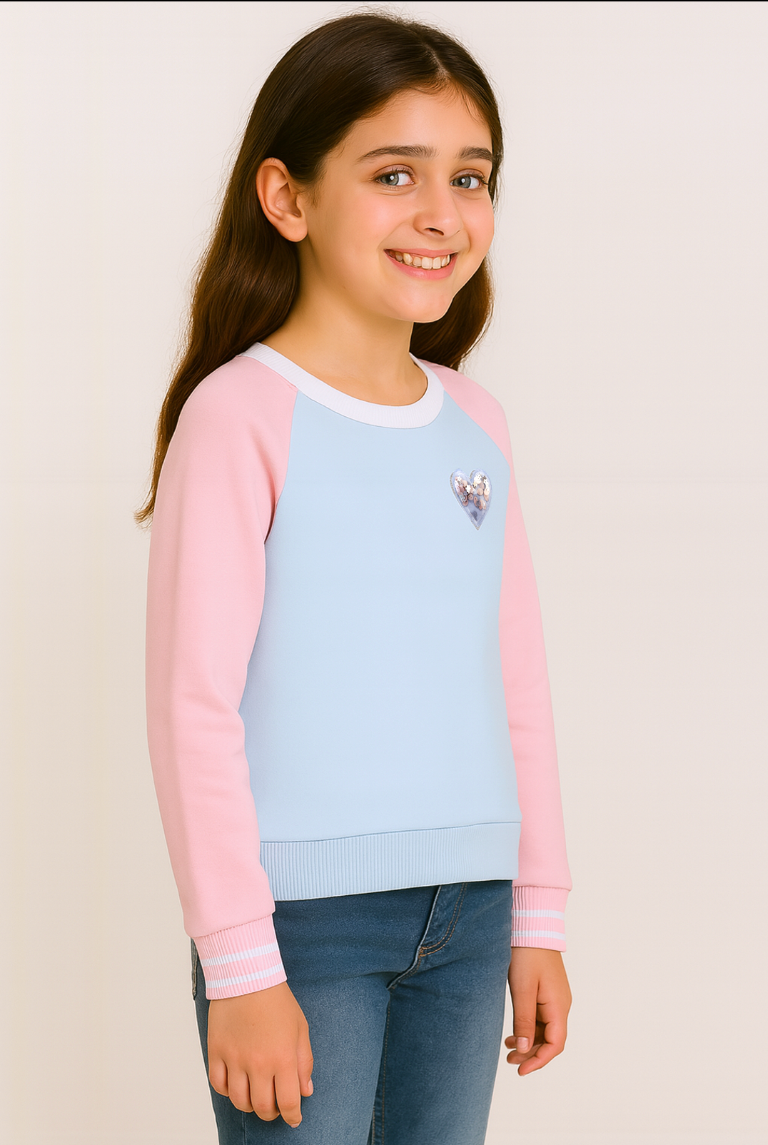 Blush & Sky Heart Winter Sweatshirt