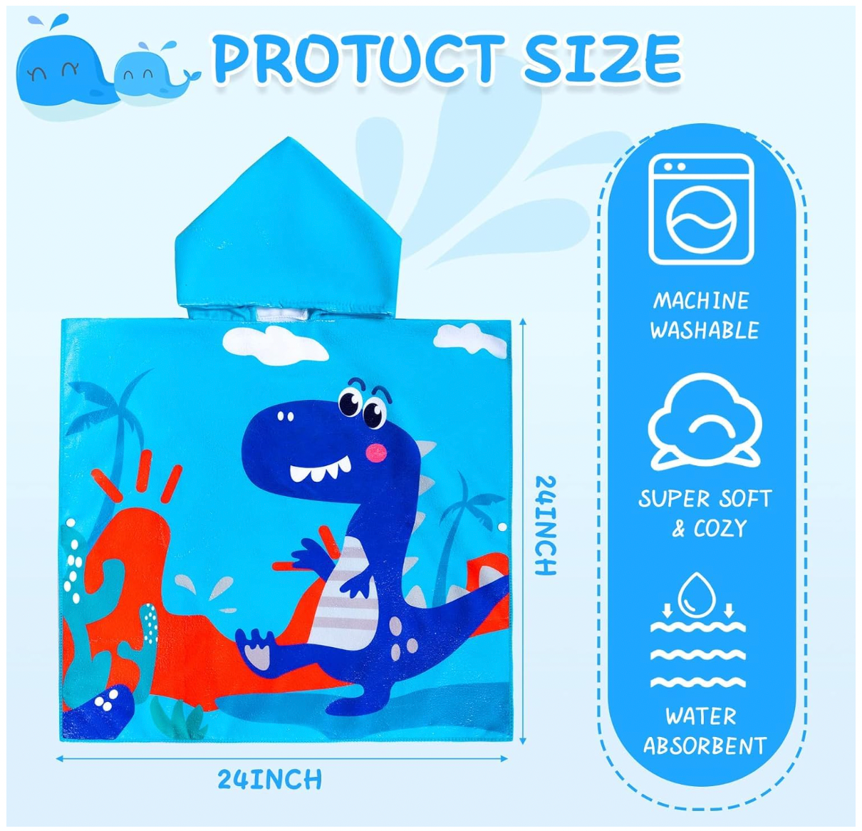 Happy Dino Hooded Towel