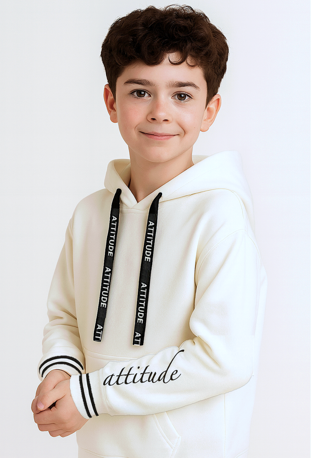 Urban Attitude White Winter Hoodie Sweatshirt