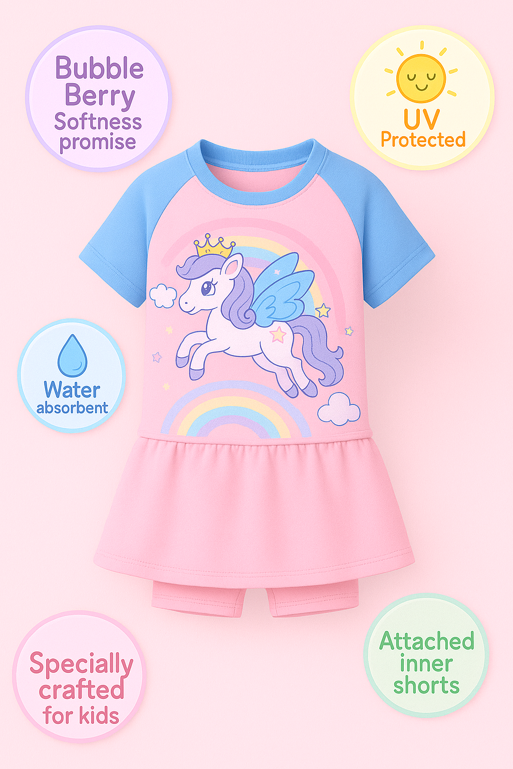 Enchanted Pool Party Frock Swimsuit with Cap
