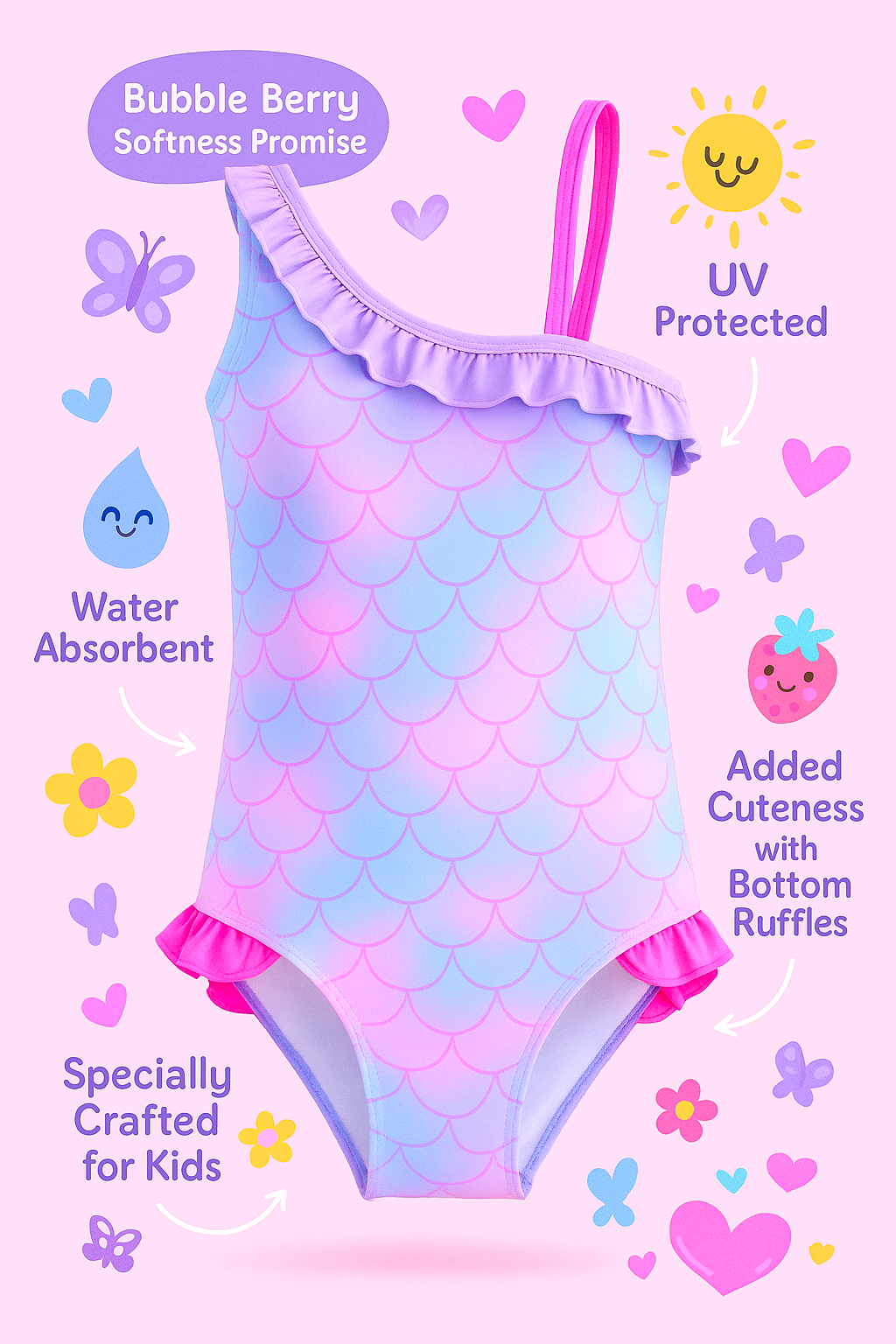 Melon Pop Ruffle Swim Suit