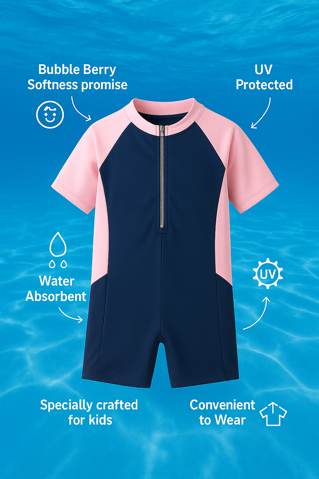 Aqua Blush Zip Swimsuit