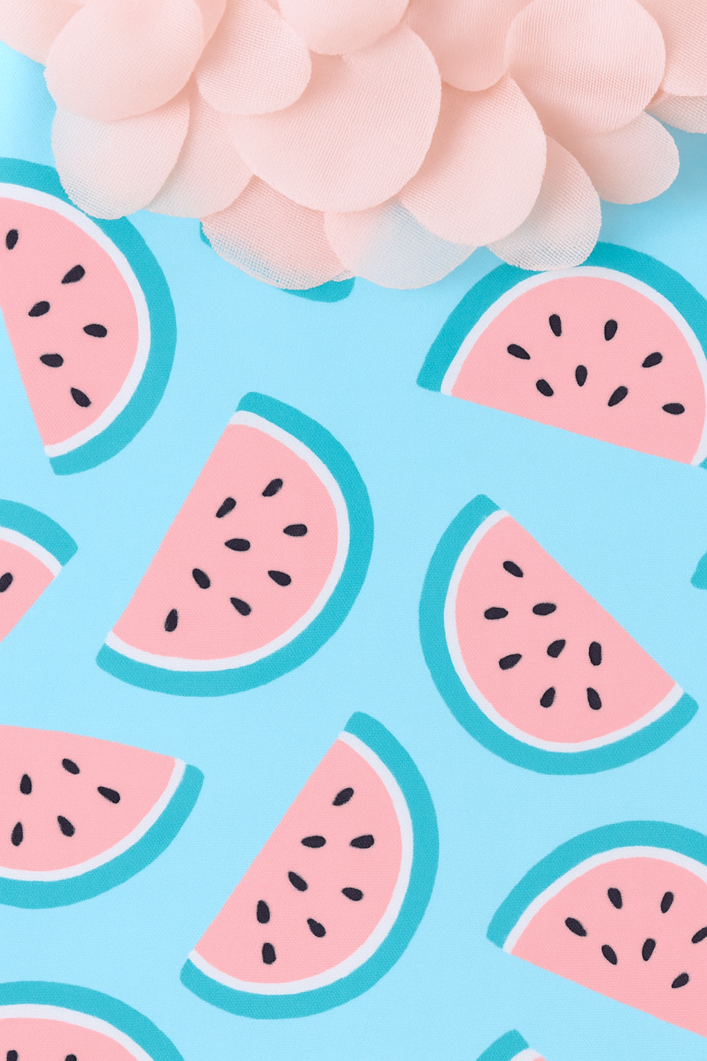 Bubble Berry Girls' Watermelon Print One-Piece Swimsuit, Pink Floral Straps, Light Blue