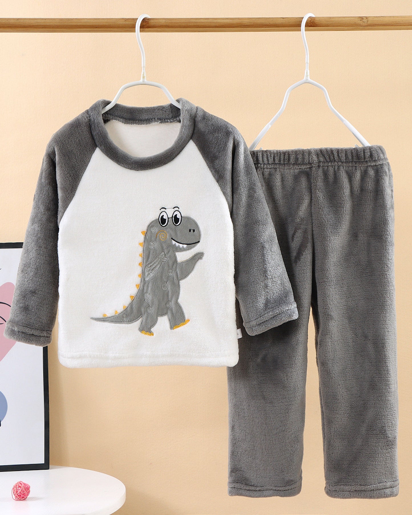 Grey and White Dino Sleep Set- Cozy Winters