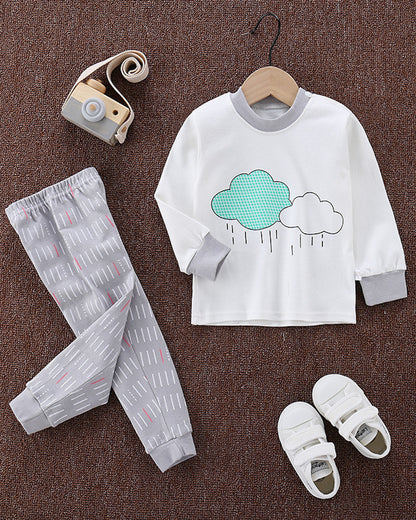 Grey and White Rain Sleep Set- Cotton