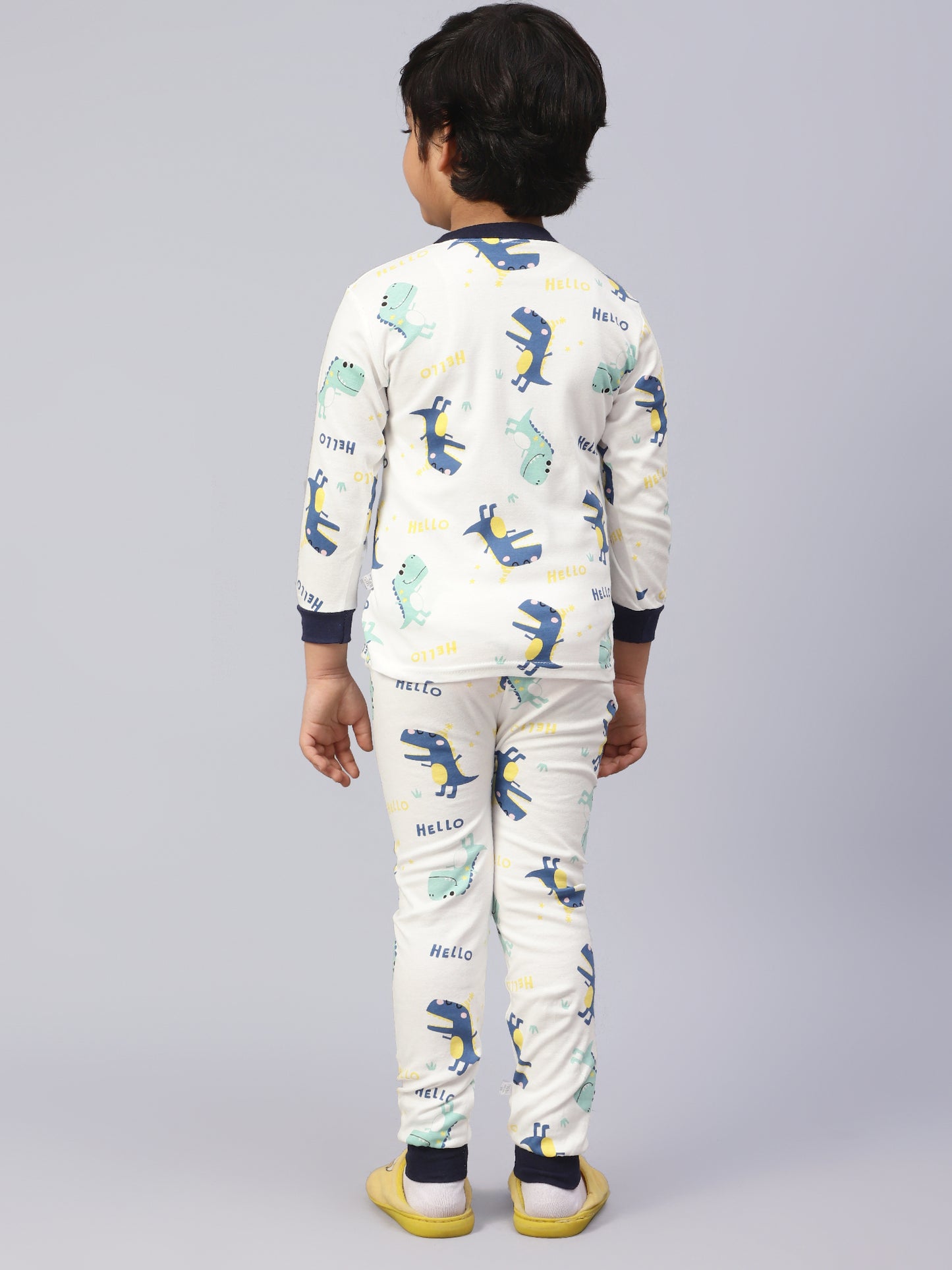 All Dino White Sleep Set- Cotton