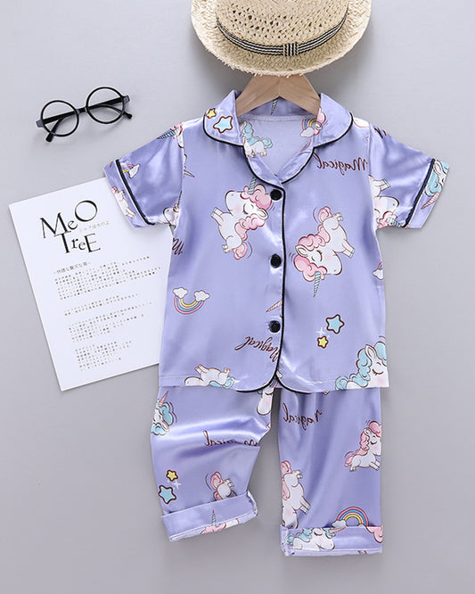 Purple Unicorn Sleep Set- Satin