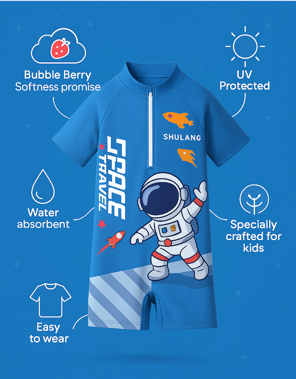Galaxy Explorer Swim Suit - Light Blue
