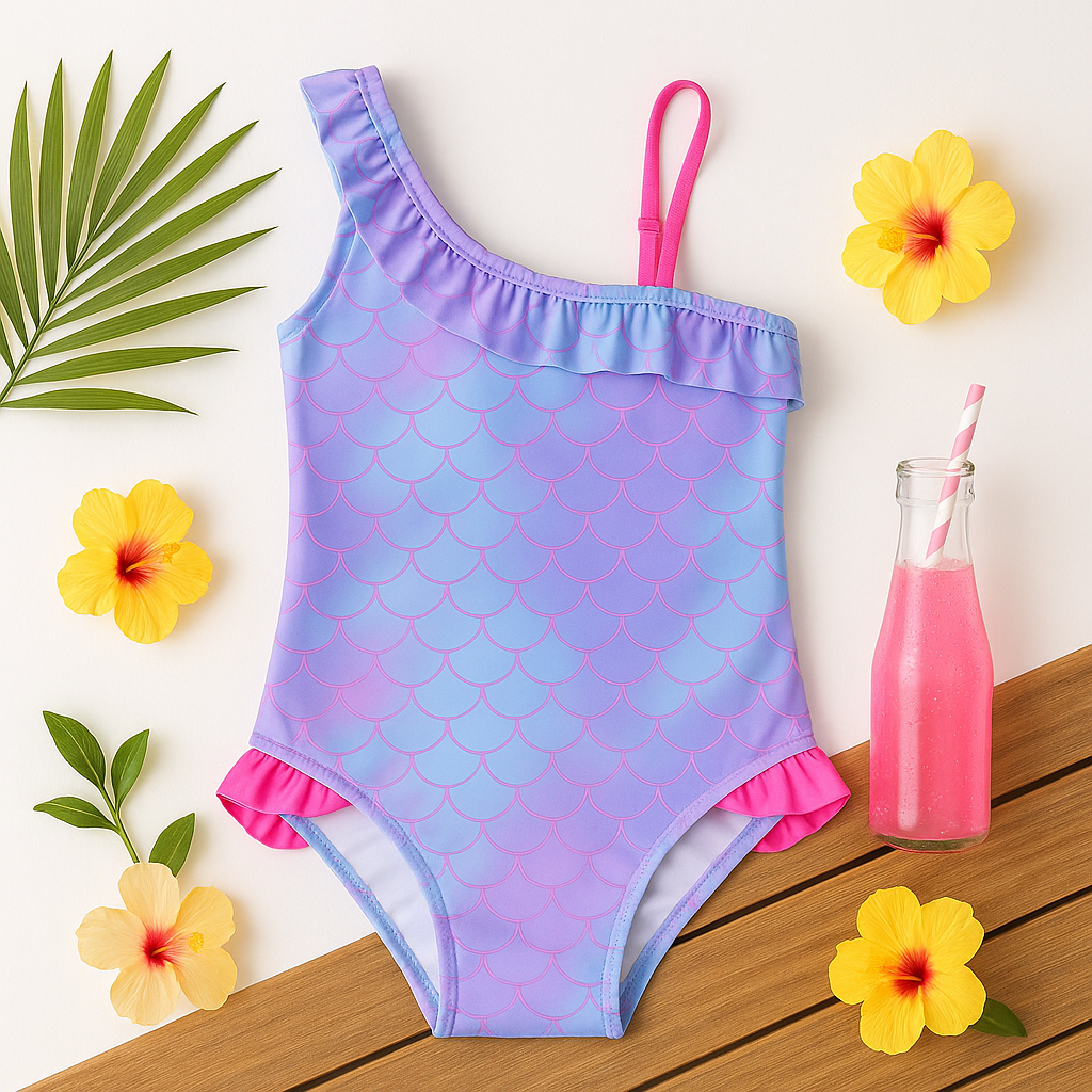 Melon Pop Ruffle Swim Suit