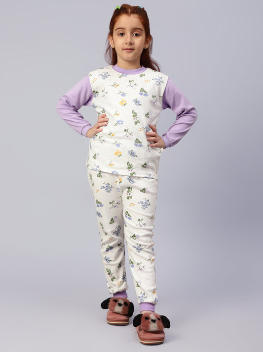 Purple Flowers Sleep Set- Cotton