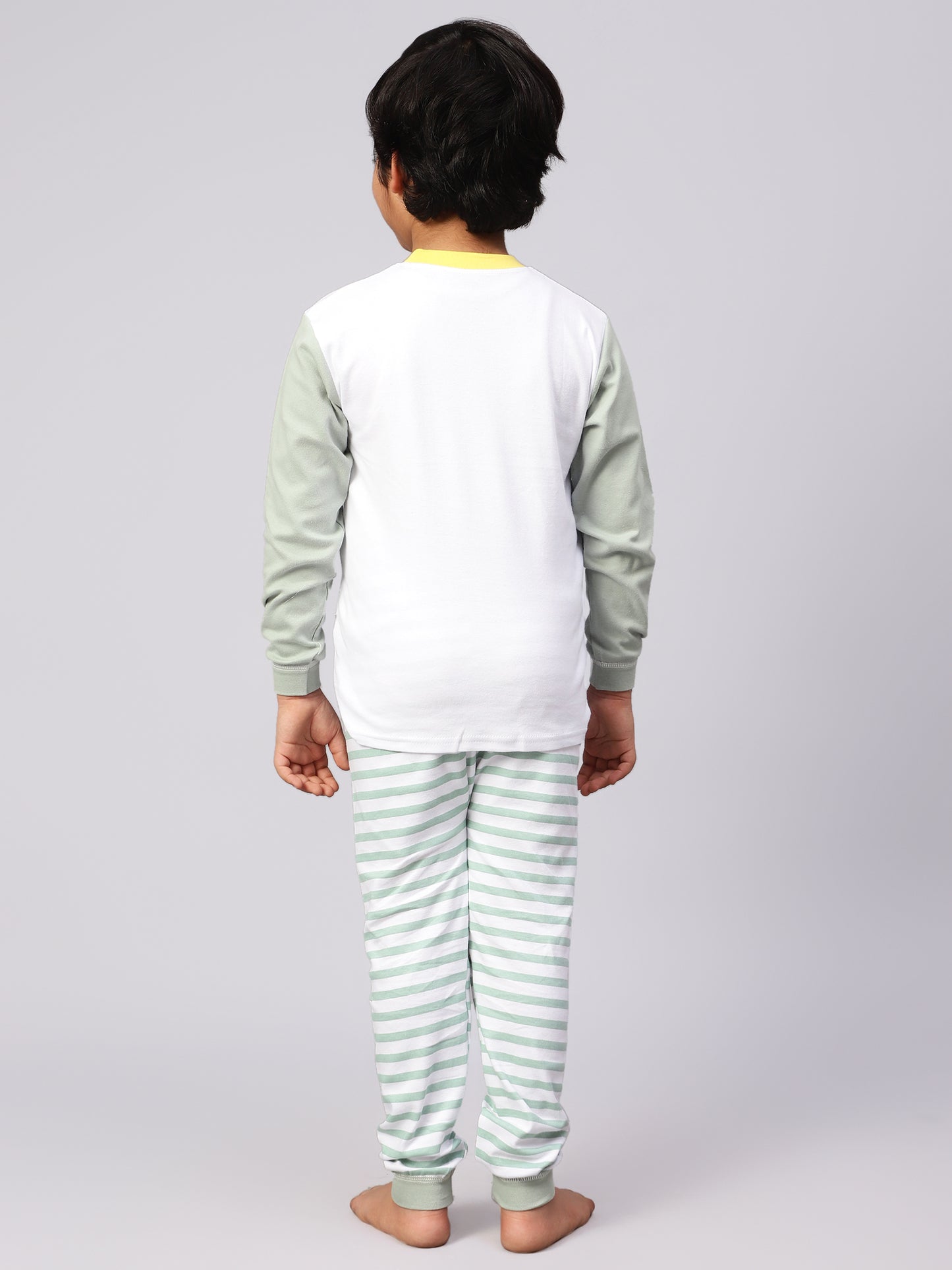 White and Green Dino Sleep Set- Cotton