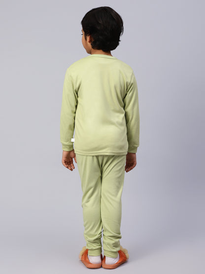 White and Green Dino Sleep Set- Cotton