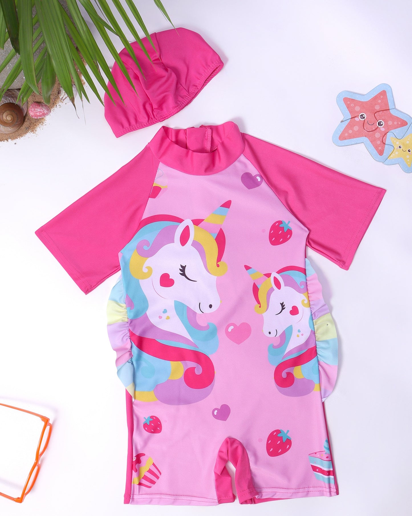 Strawberry Unicorn Legsuit- Pink
