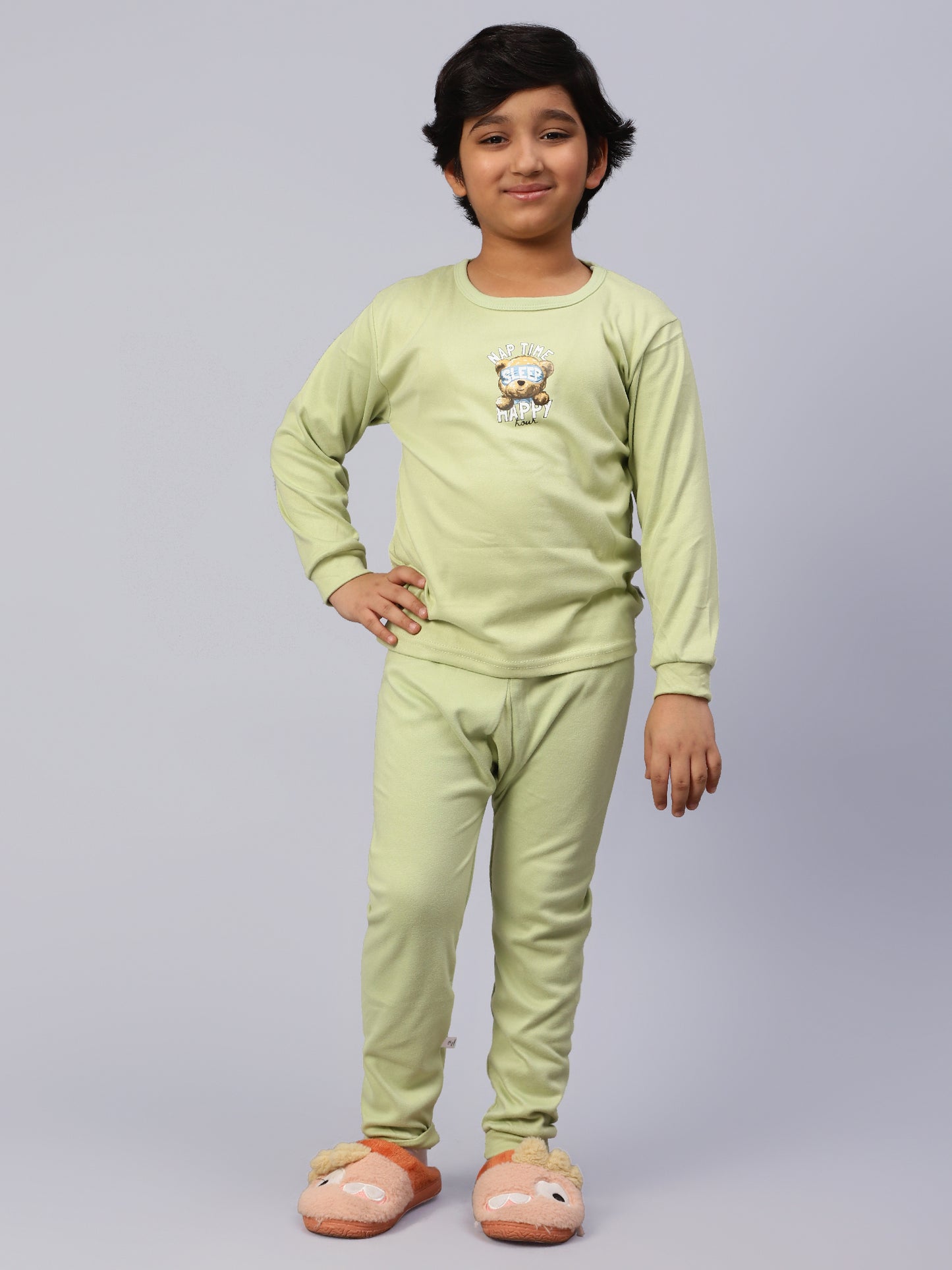 White and Green Dino Sleep Set- Cotton