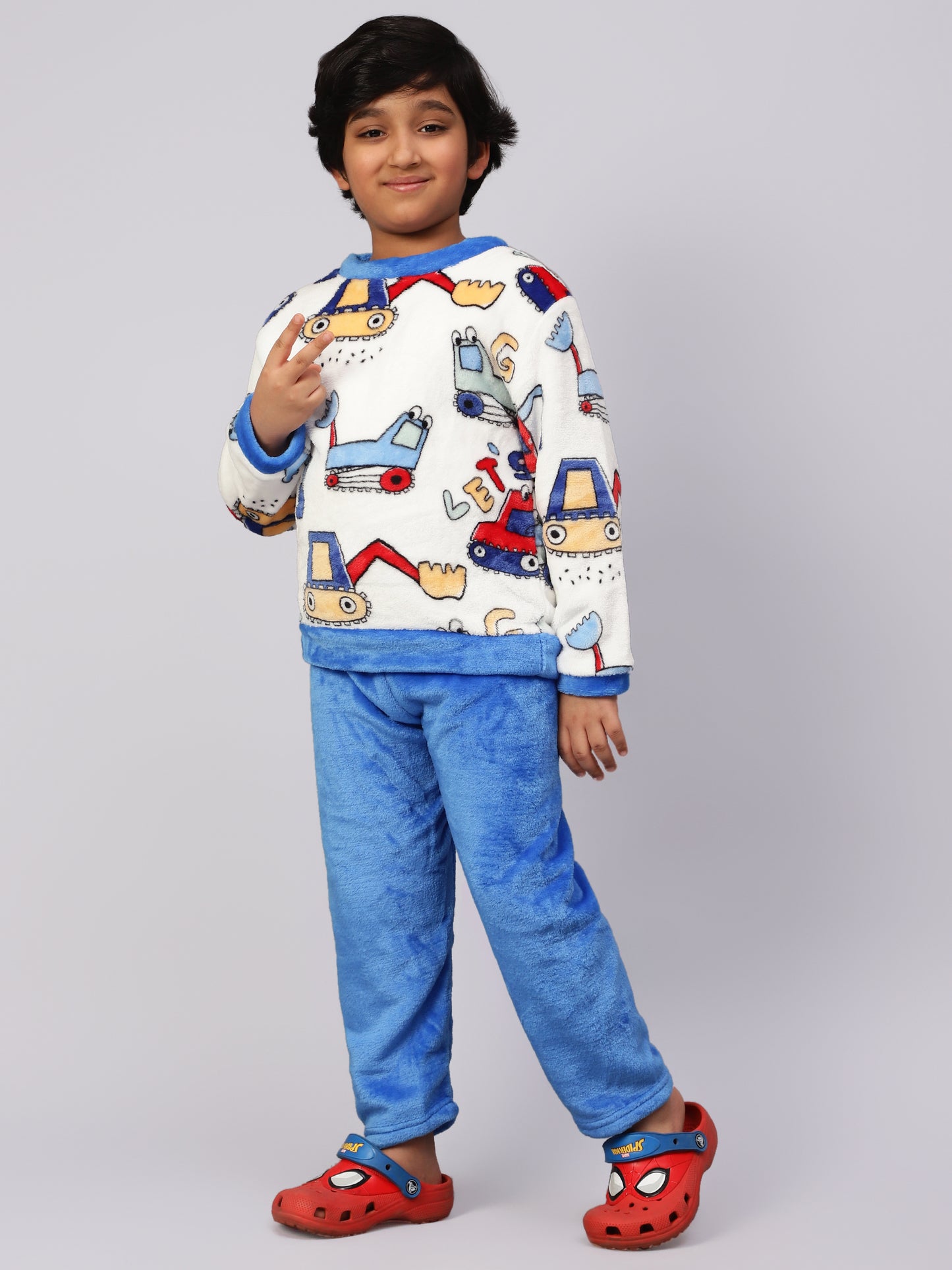 Blue and White Crane Sleep Set- Cozy Winters