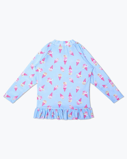 Ice Cream Shorts Swim Set- Blue and Pink