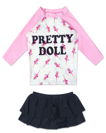 Doll Skirt Swim Set- White and Black