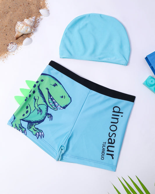 3D Dino Trunk Swim Set- Light Blue