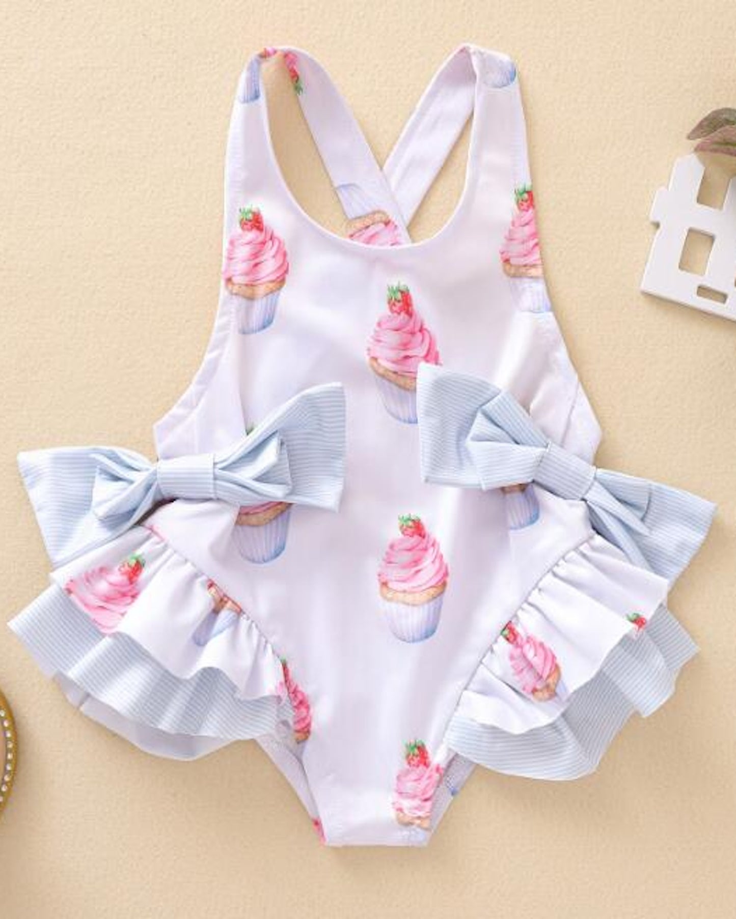 Cuppy Cake Swim Dress- White